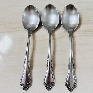 3pc ONEIDA Mansfield-Frosted Stainless Soup Spoon 6 7/8” Deluxe Wm A Rogers